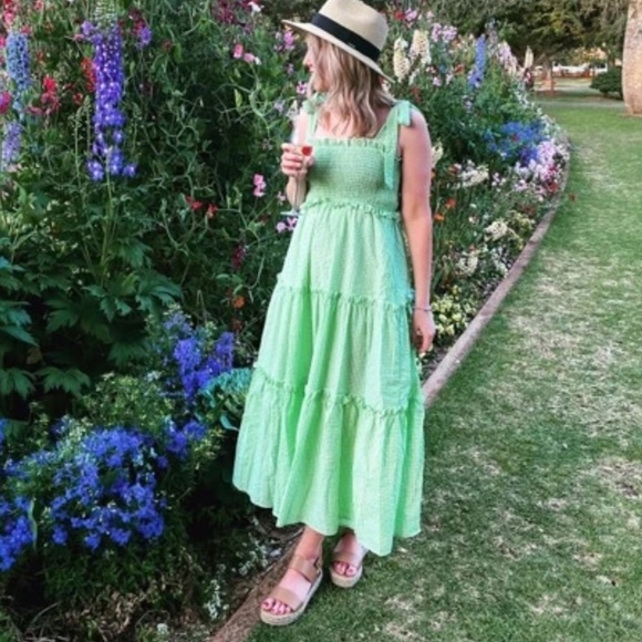 Green & white sleeveless dress - Picture 7 of 8